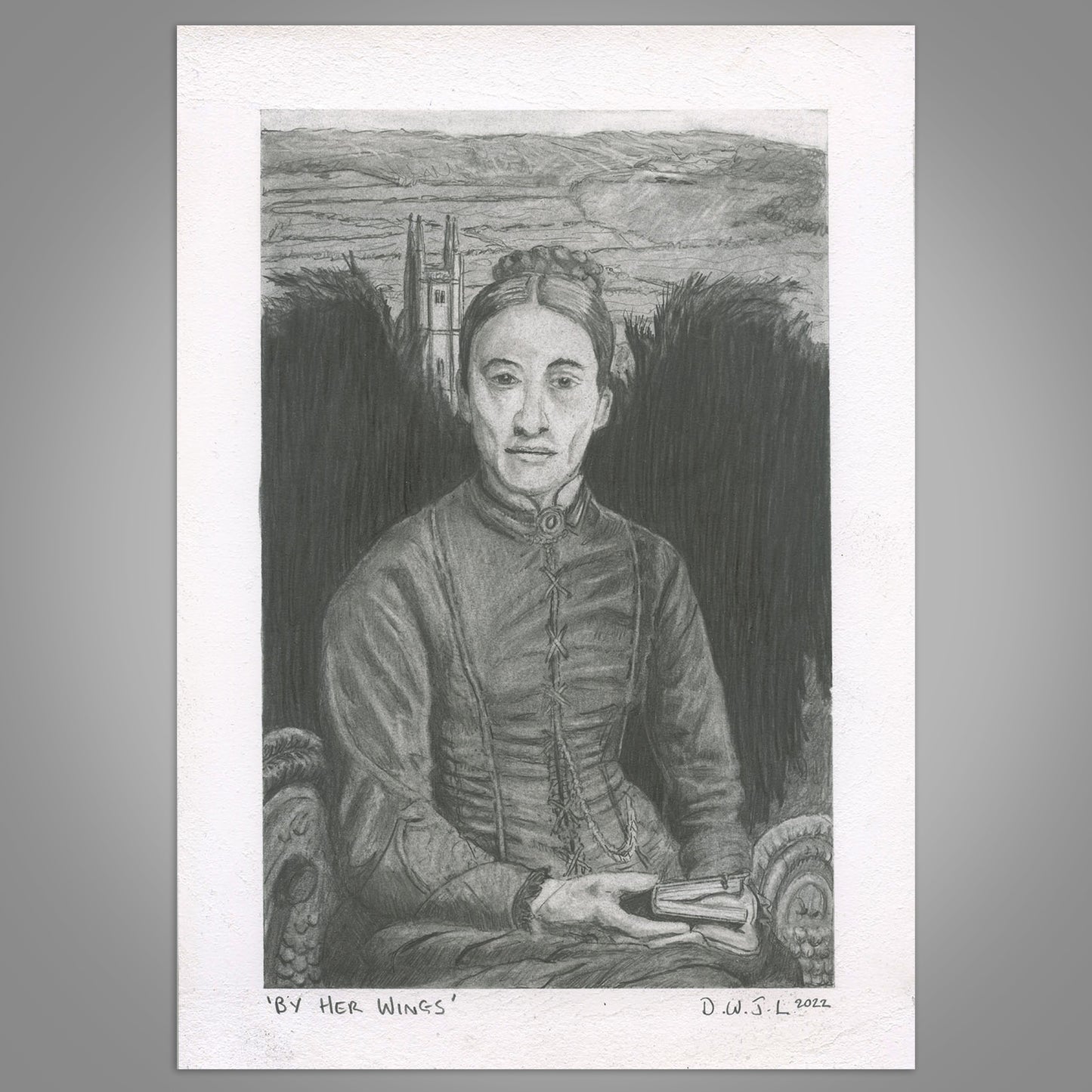 By Her Wings - Original Pencil Artwork