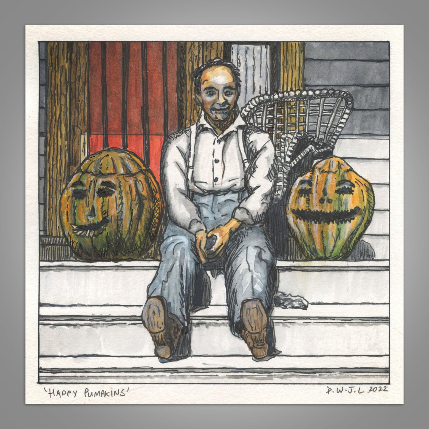 Happy Pumpkins - Original Watercolour Art