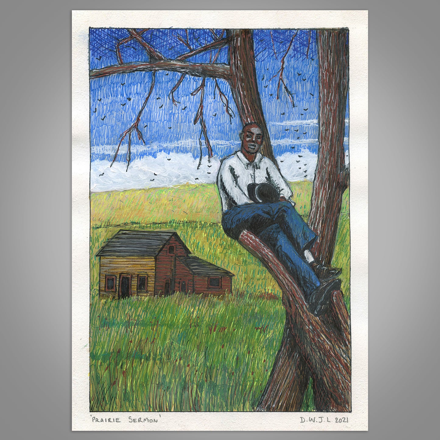 Prairie Sermon - Original Pencil Artwork