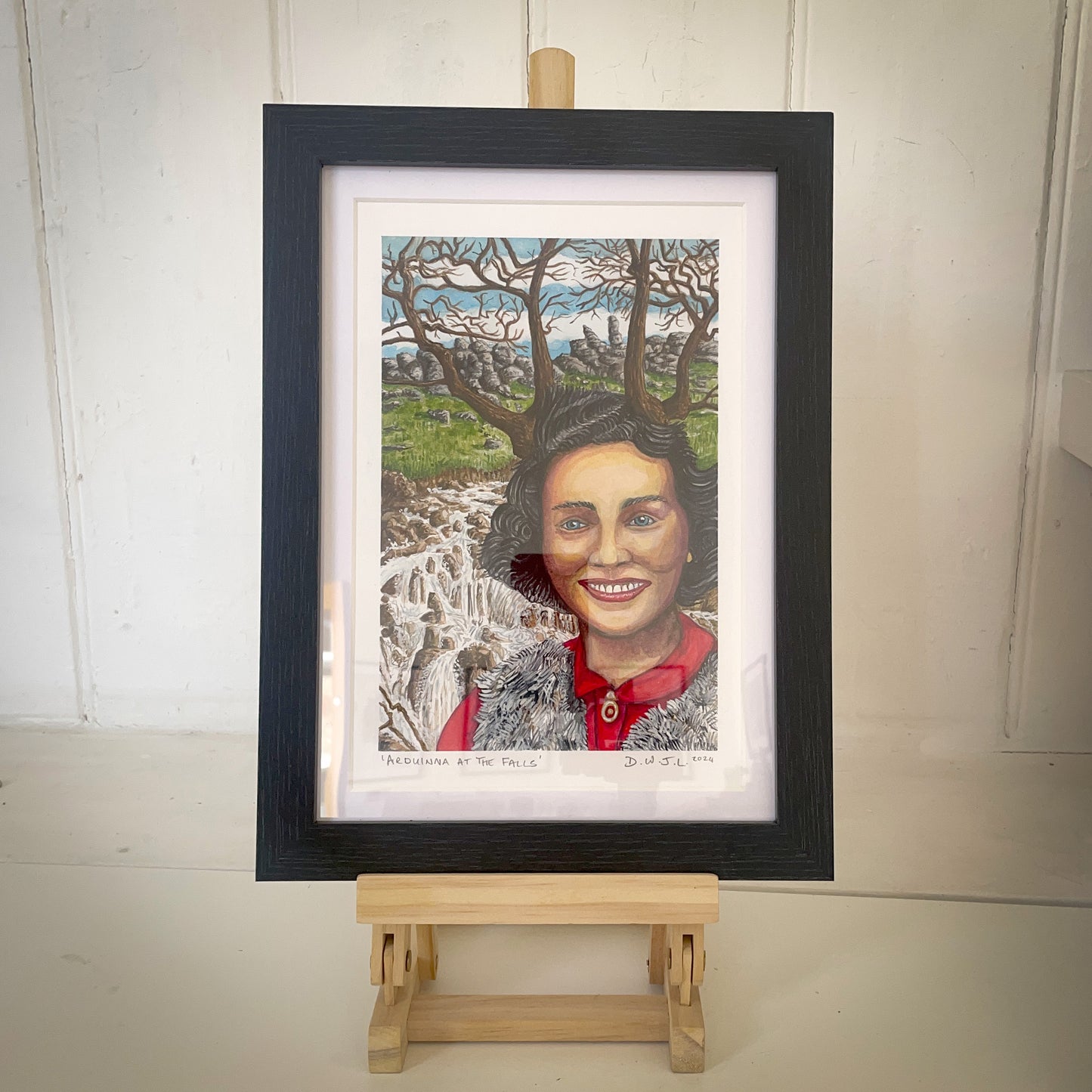 Arduinna At The Falls - Original Watercolour Framed Art