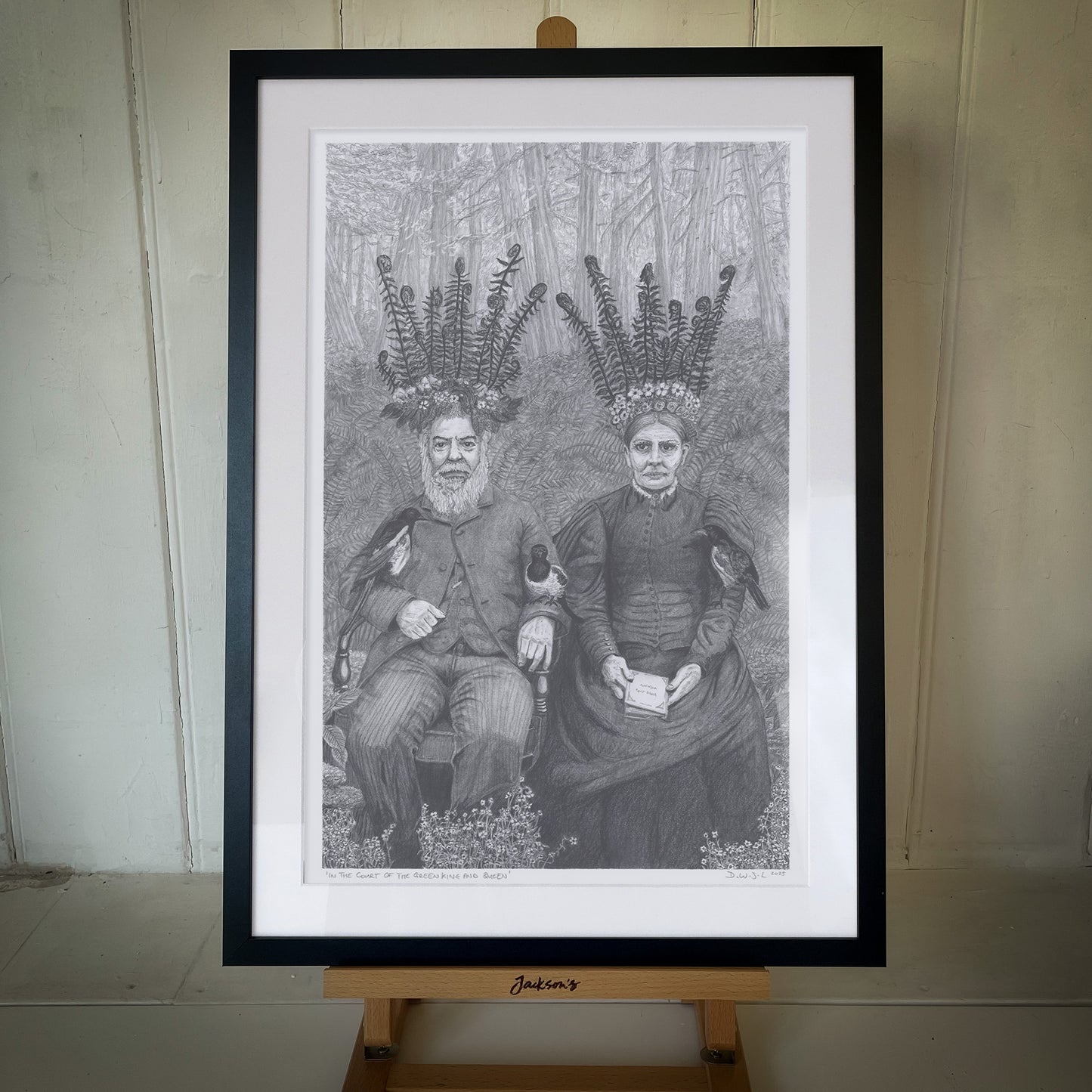 In The Court Of The Green King And Queen - Original Pencil Art Work