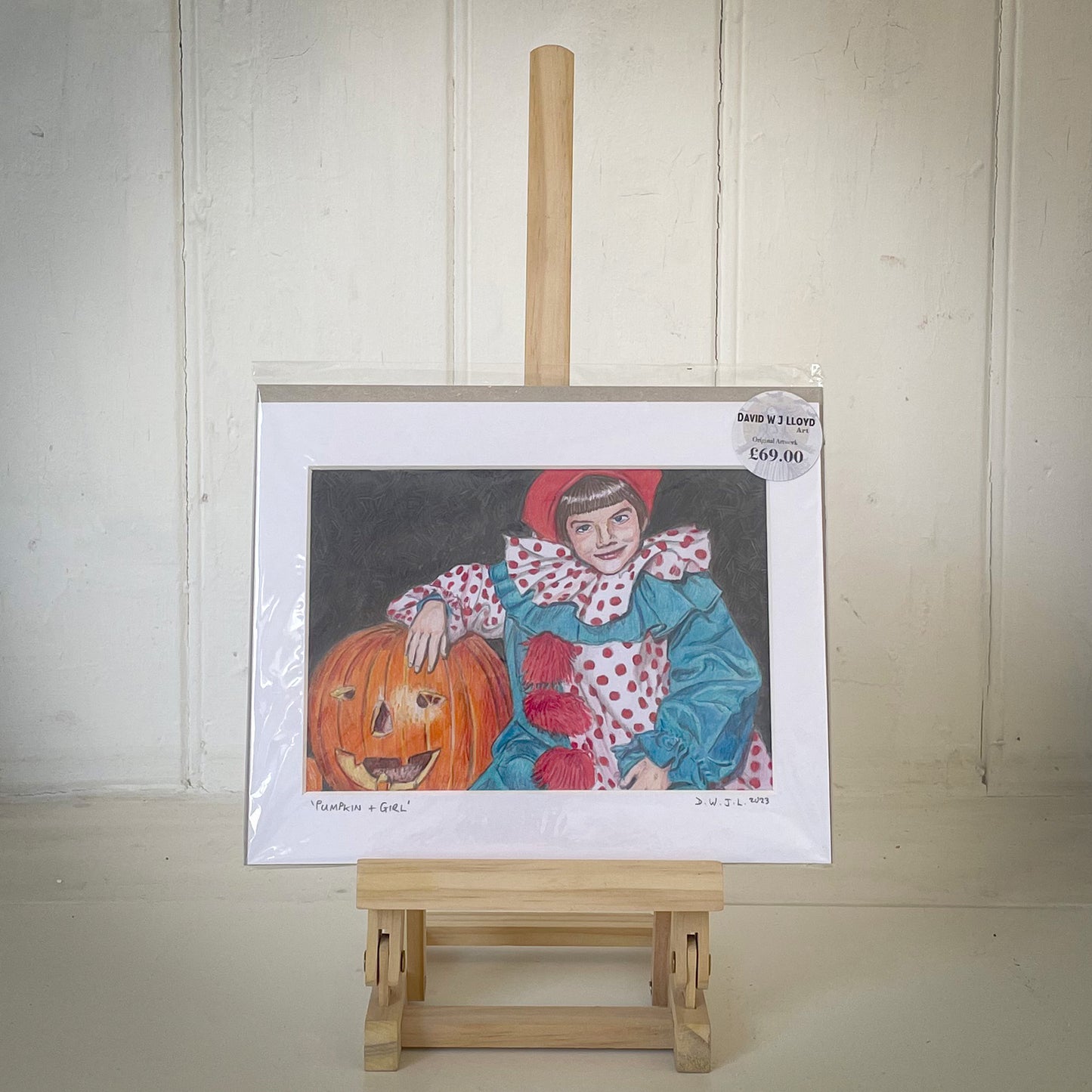 Pumpkin And Girl - Original Colour Pencil Artwork