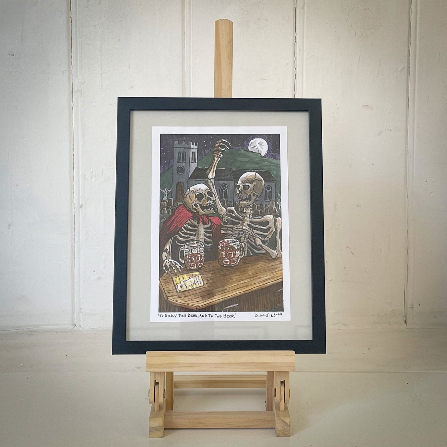To Bury The Dead, And To The Beer - Original Mixed Media Framed Art