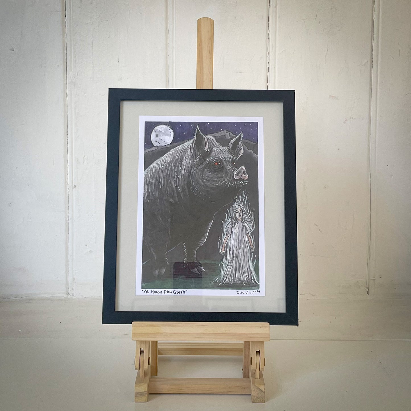 Yr Hwch Ddu Gwta - Original Mixed Media Framed Art