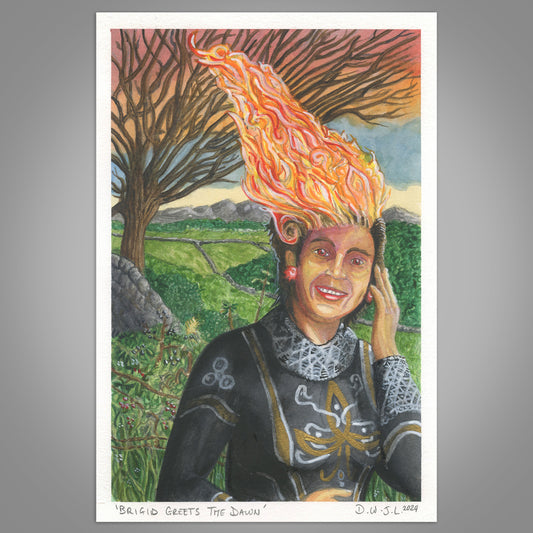 Brigid Greets The Dawn - Original Watercolour Framed Art
