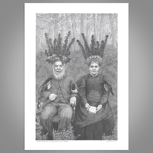 In The Court Of The Green King And Queen - Original Pencil Art Work