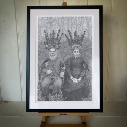 In The Court Of The Green King And Queen - Original Pencil Art Work