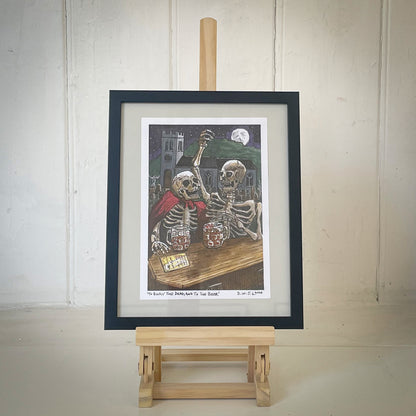To Bury The Dead, And To The Beer - Original Mixed Media Framed Art