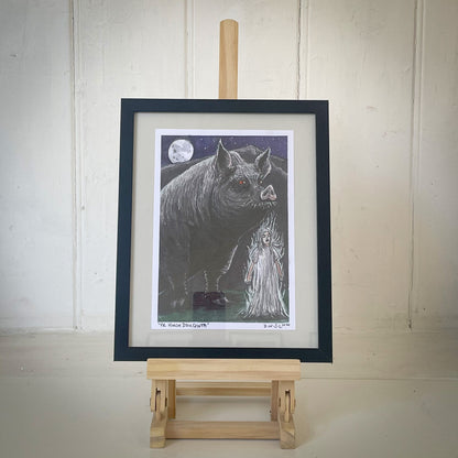 Yr Hwch Ddu Gwta - Original Mixed Media Framed Art